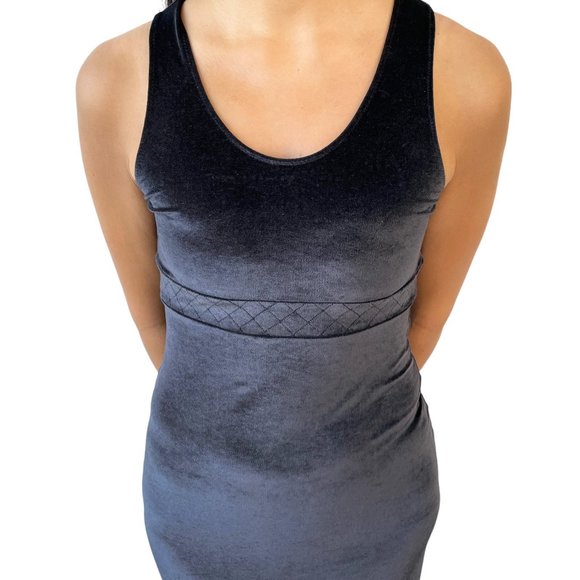 CHANEL Vintage CC Logo Velvet Long Dress Sleeveless Black Cotton [101427] - Picture 6 of 13